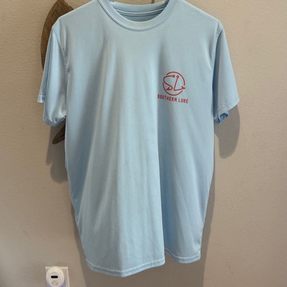 Southern Lure Blue T-Shirt dri fit type of material